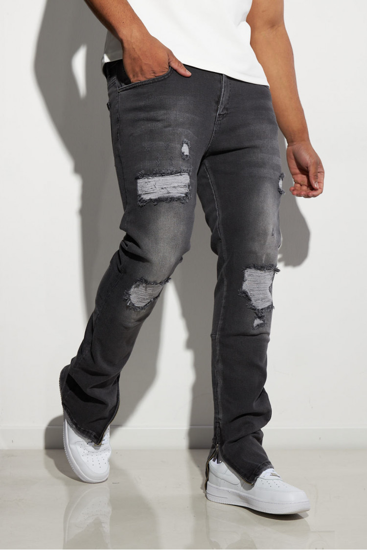 Jeans gris déchiré
