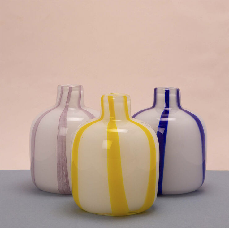 AU Maison Vase Bolsje, hvid/kobolt, 17xø13,8 cm