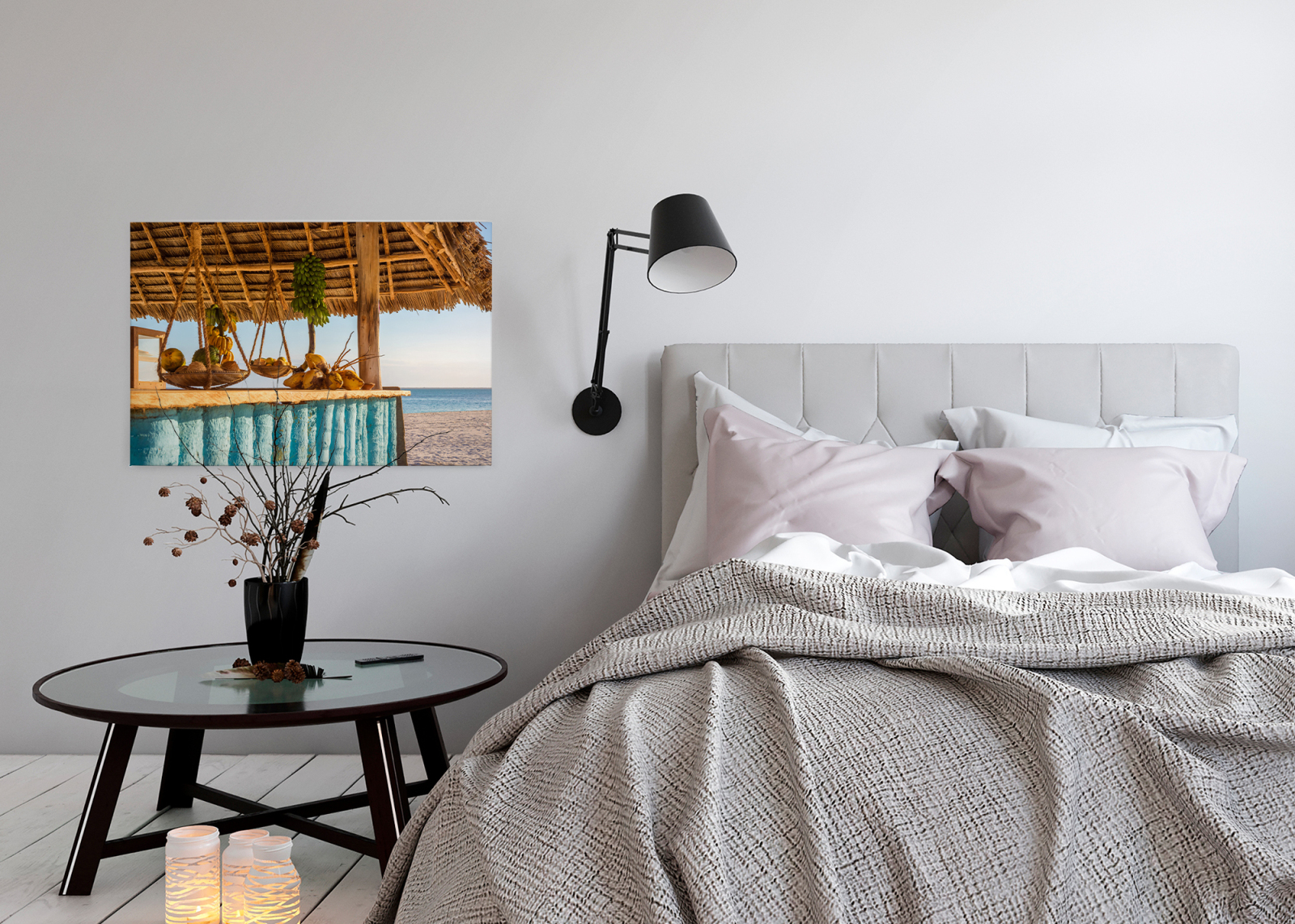 Leinwandbild BEACH BAR - türkis-beige - 90x60 cm