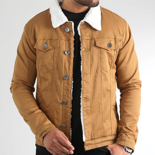 Veste Jean Slim Fit Interieur Mouton 1879 Denim Camel