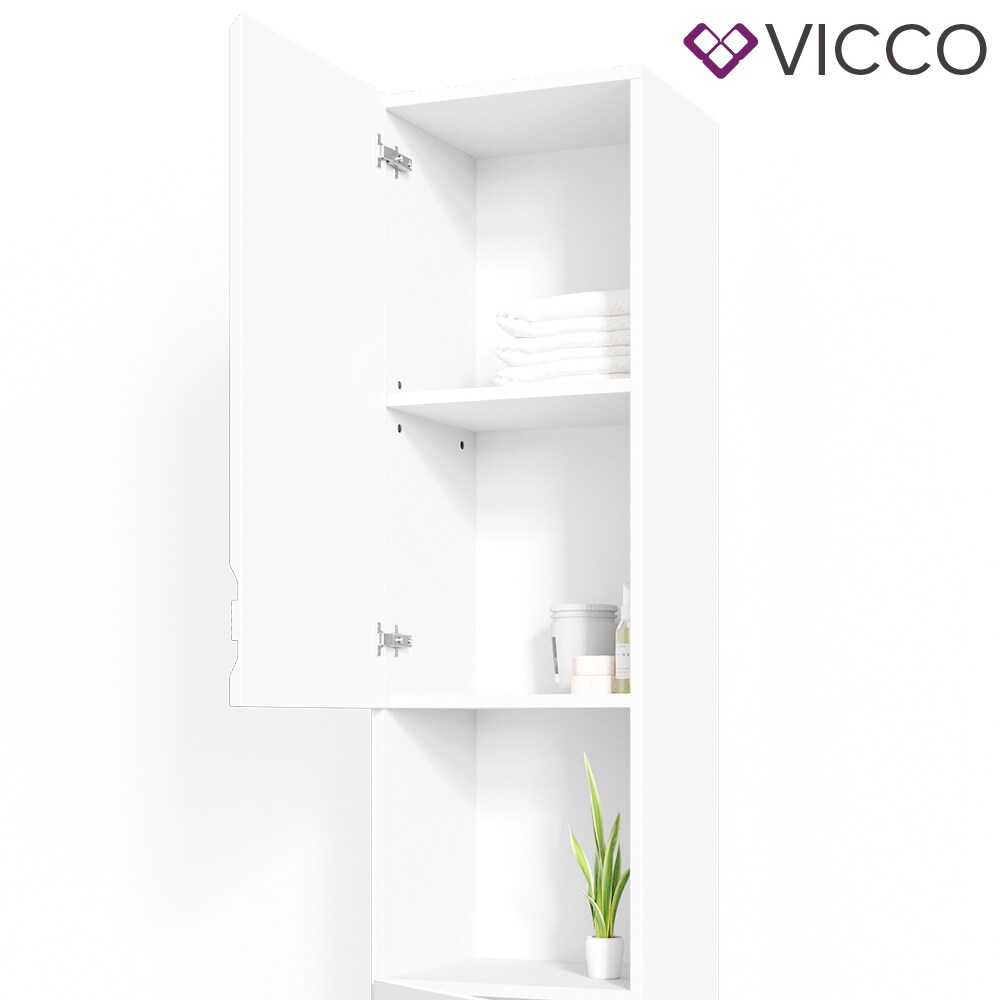 VICCO Badschrank FREDDY Weiß Hochglanz Badezimmerschrank Hochschrank Bad