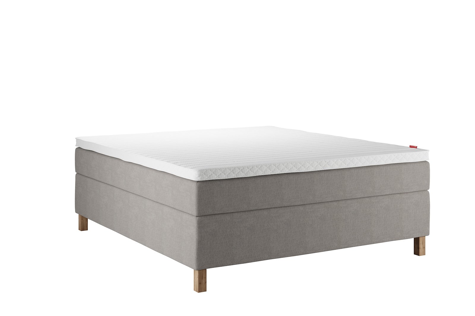 Sensitive 600 kontinentalseng Tekstil Natural 56 Medium/Medium m/Superior latex overmadrass og Square oak ben 13cm