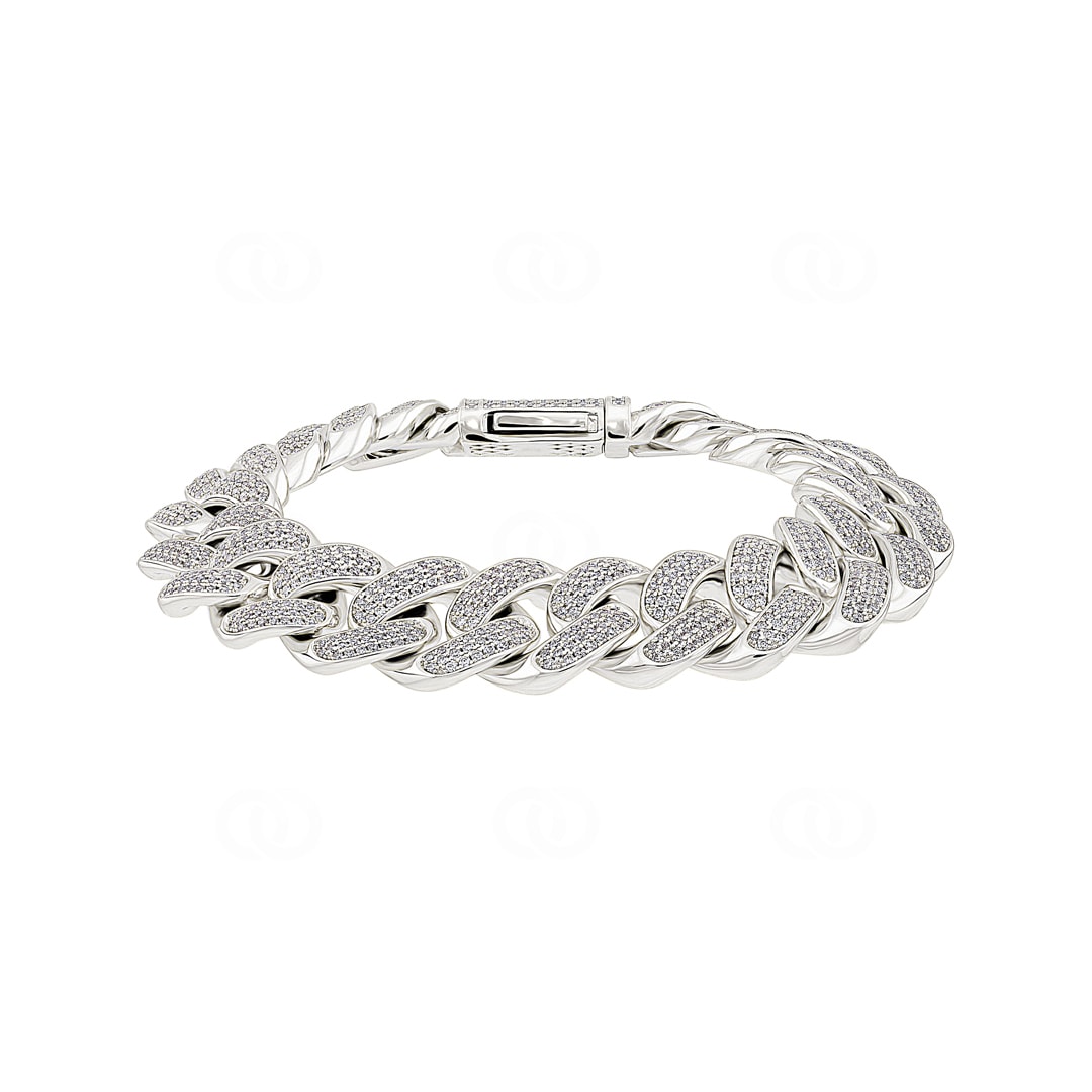 18mm Cuban Link Panzerarmband Weiss vergoldet mit Zirkonia