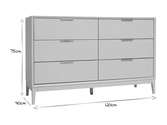 Commode blanche mat et métal doré 6 tiroirs L120 cm GIANA