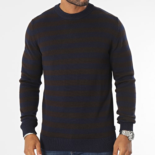 Pull A Rayures Jamie Stripe Bleu Marine Marron