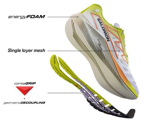 Chaussures Running Salomon Aero Volt 2 Blanc Jaune Orange Homme