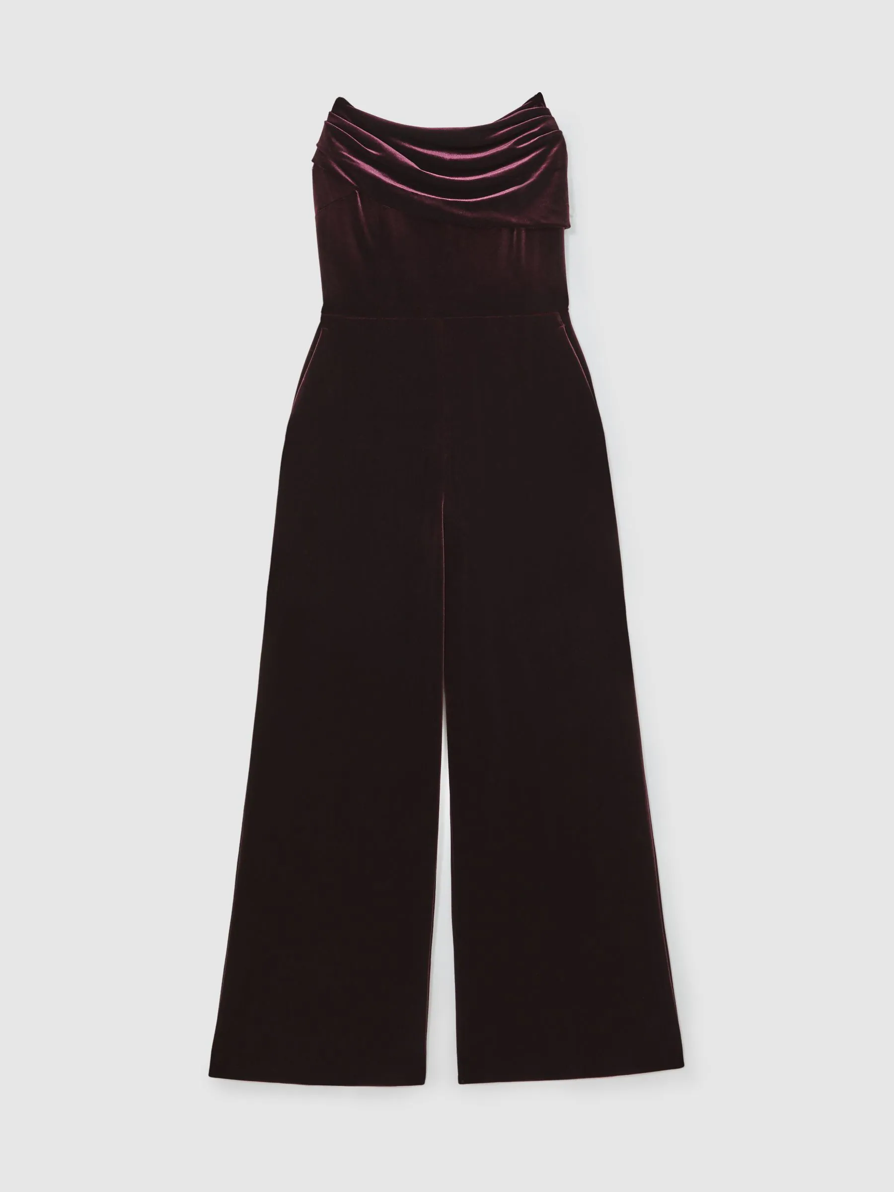 Reiss Andria Velvet Drape Strapless Jumpsuit