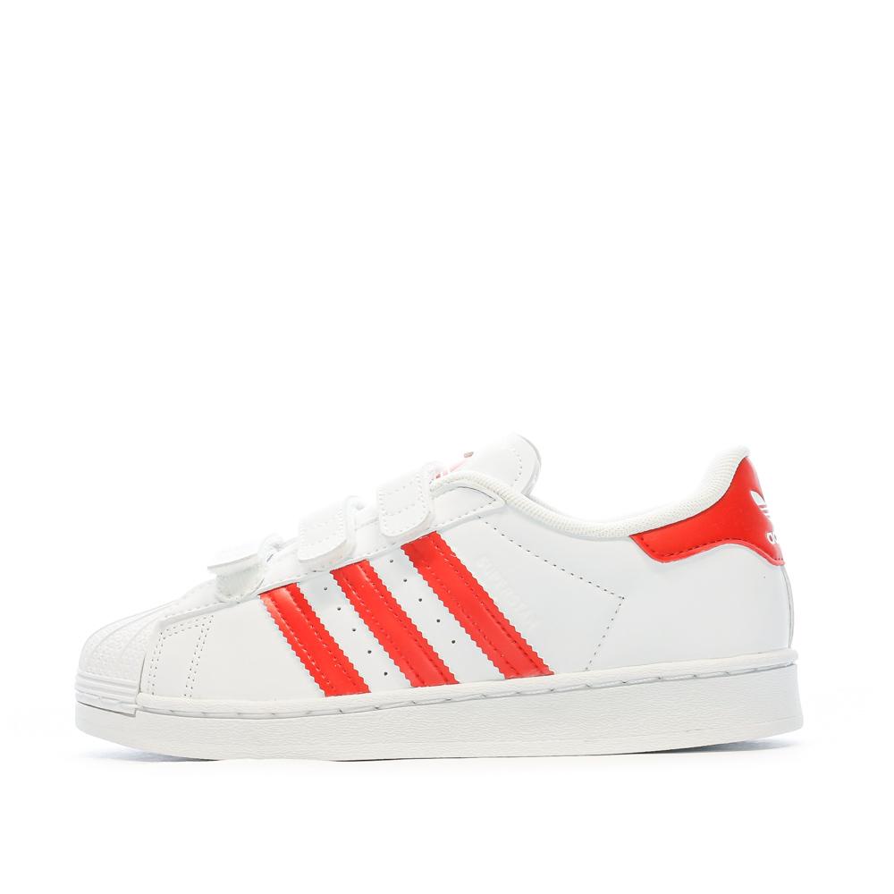 Adidas Baskets Blanches/Rouge Fille Adidas Superstar C FZ0643