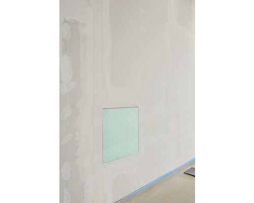 AluPlana® luchtdicht en stofdicht toegangspaneel met gipsplaatinzetstuk GKBI 2 x 12,5 mm en veiligheidspal 200 mm x 200 mm