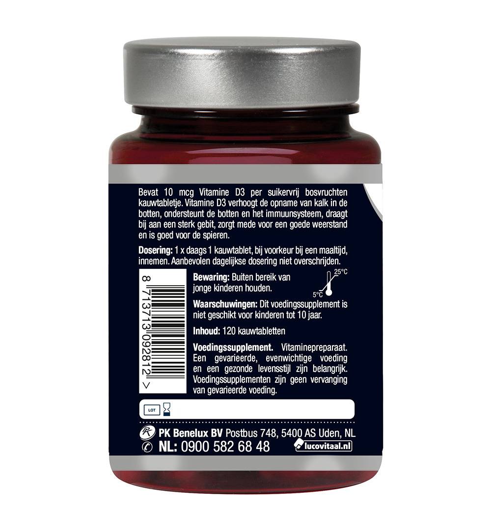 Lucovitaal Vitamine D3 10mcg (60 kauwtabletten)