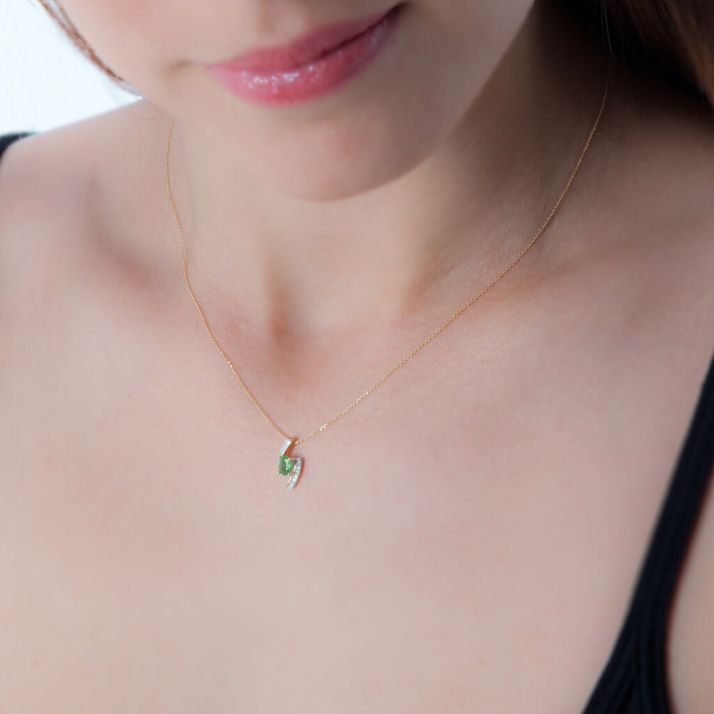 Collier Or Jaune Emeraude Et Diamant