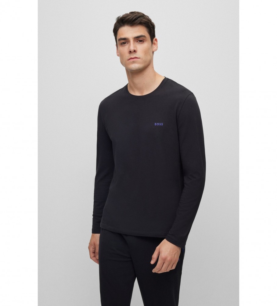 Pijama preto com camiseta BOSS Mix&Match e logo bordado