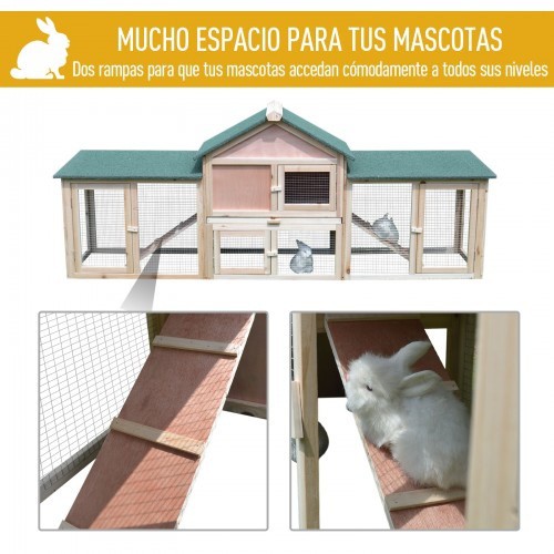PawHut Gaiola Grande para Coelhos de Pequeno Porte para Uso Externo