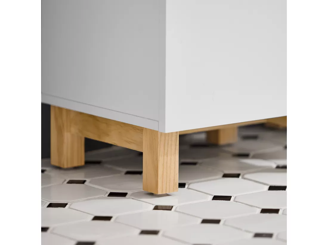 Armoire À Linge, Corbeille À Linge Avec 1 Tiroir Et 1 Panier À Linge Amovible, Blanc, BZr93-w
