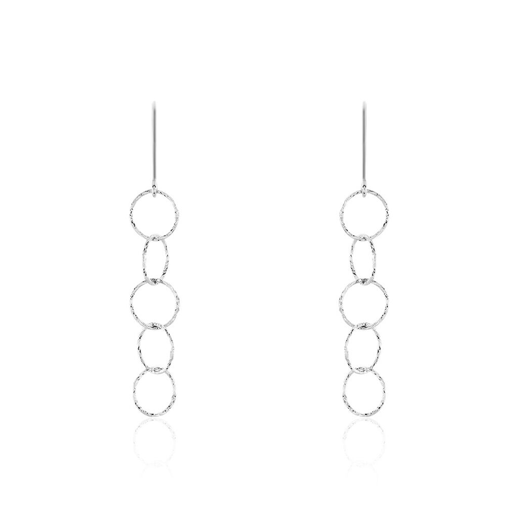 Boucles D'oreilles Pendantes Bulle Argent Blanc