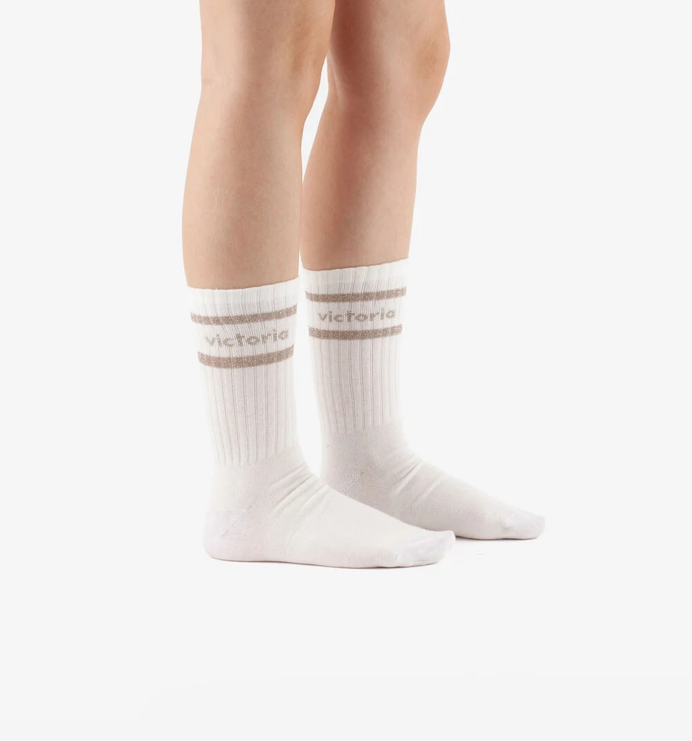 CHAUSSETTES COTON BL-LUREXNEGRO-PLATINO
