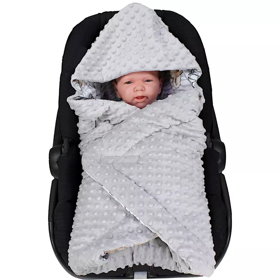 TupTam Baby Winter Einschlagdecke für Babyschale Wattiert graubraun