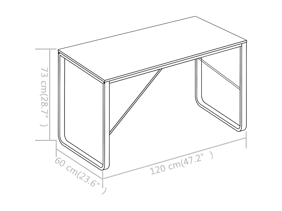 Bureau d'ordinateur Noir et chêne 120x60x73 cm
