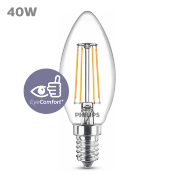 Philips LED kaarslamp transparant E14 40W warmwit licht dimbaar 3 stuks