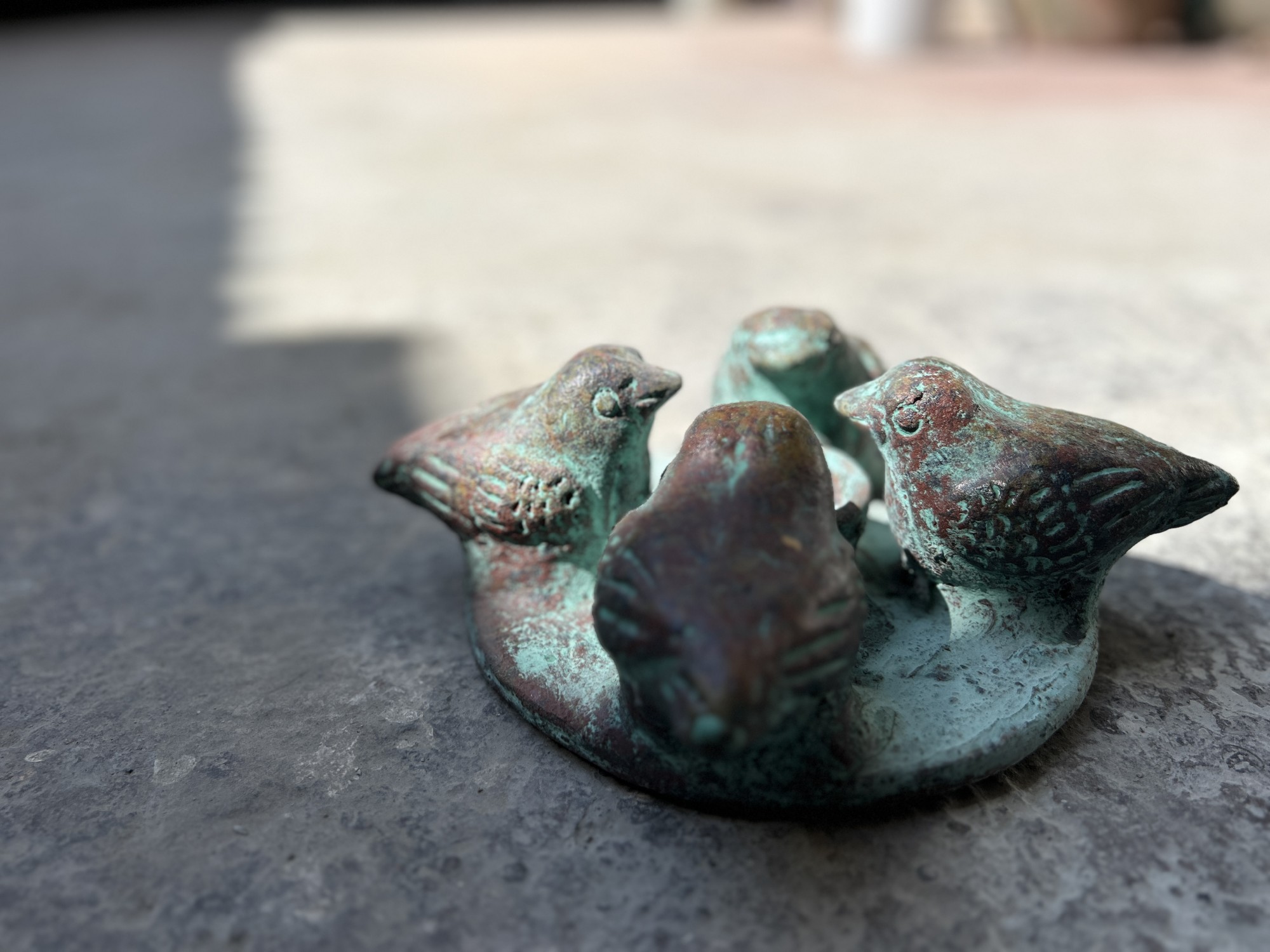 Gefäß '4 Vögel' aus Terrakotta, braun, grün, Ø 30 cm, H 10 cm günstig bestellen