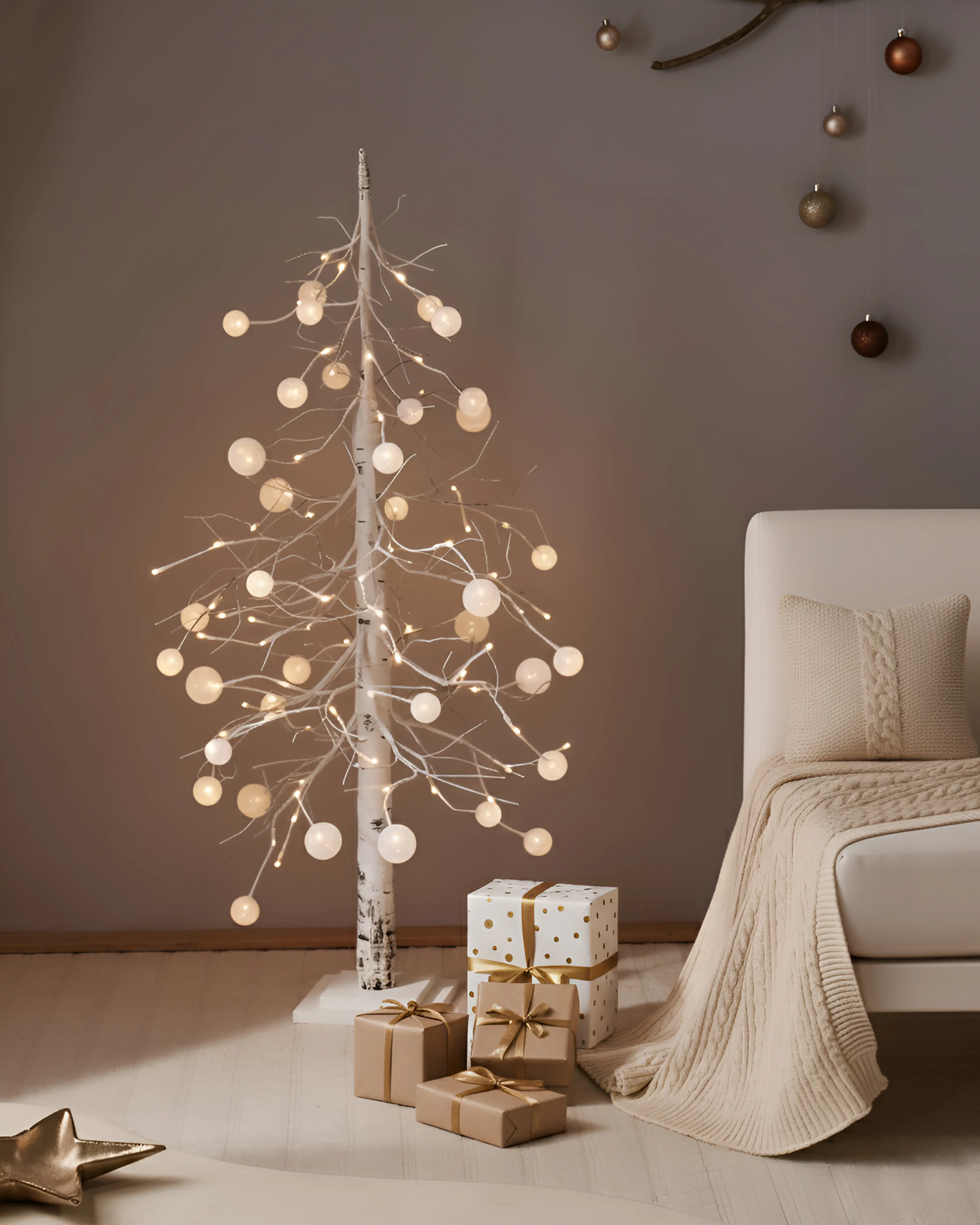 Buitendecoratie LED HOLAR Kerstboom 122 cm Wit
