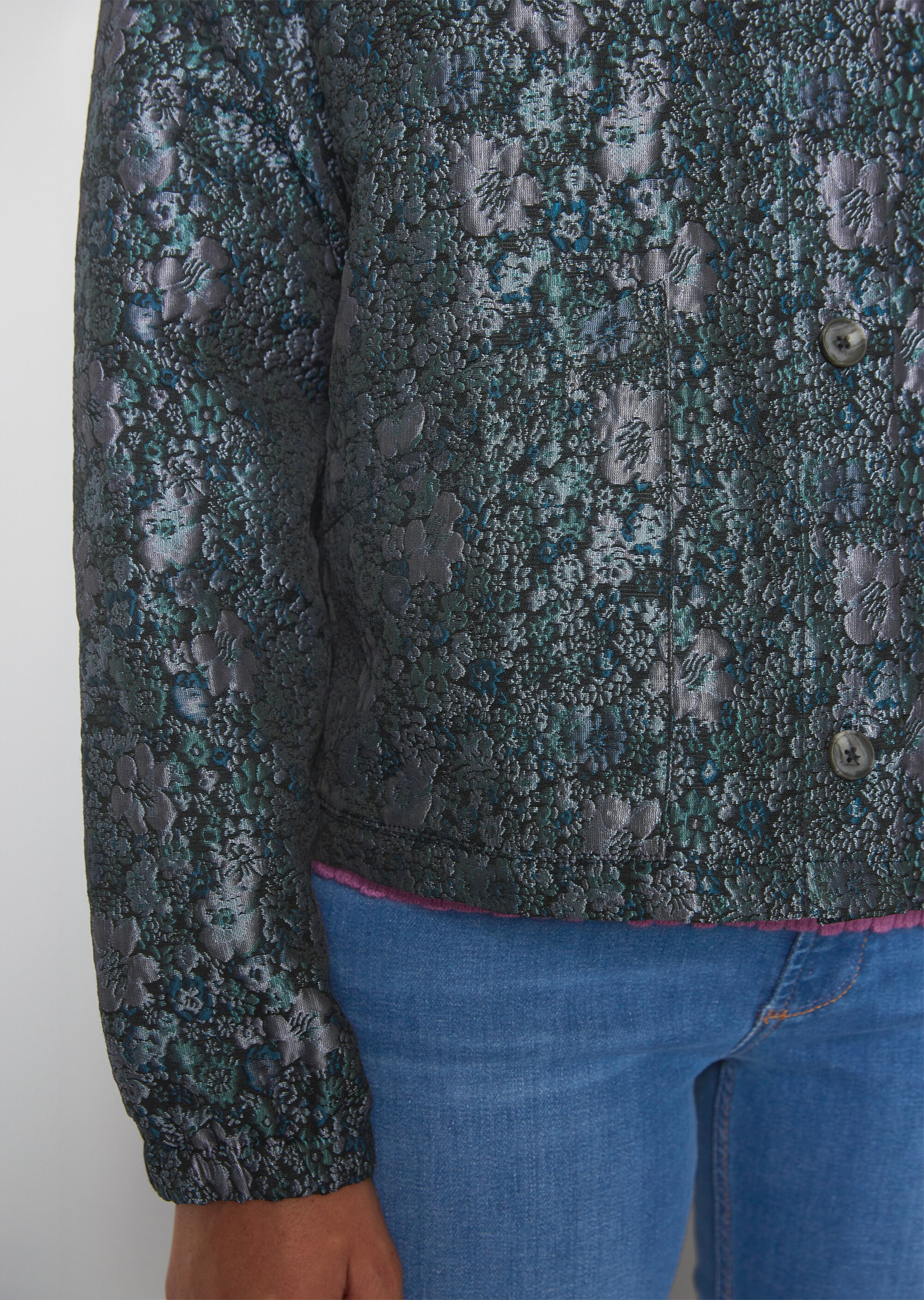 Overshirt looseaus Jacquard-Brokat
