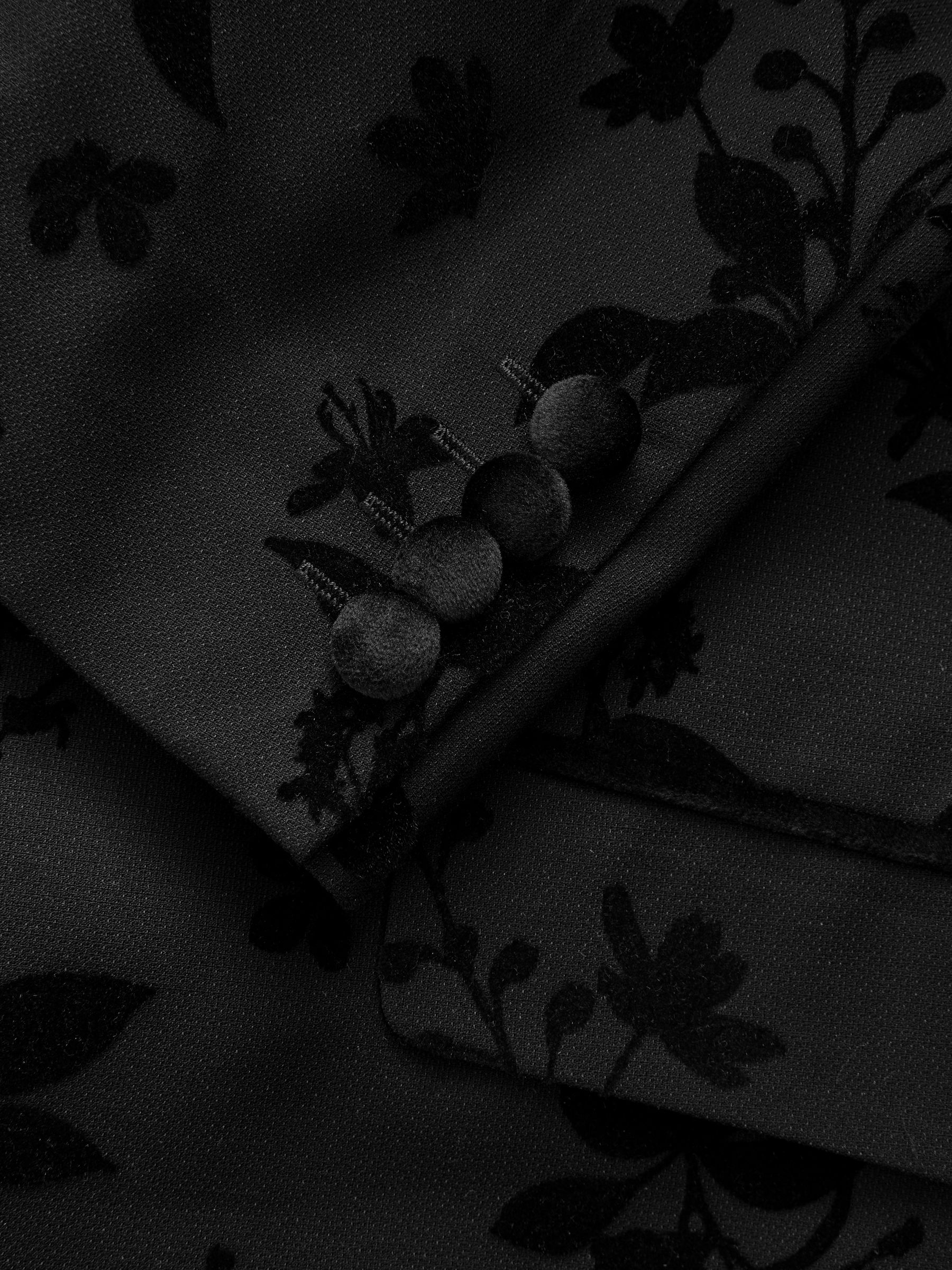 Zwart - Fluwelen blazer met bloemenprint