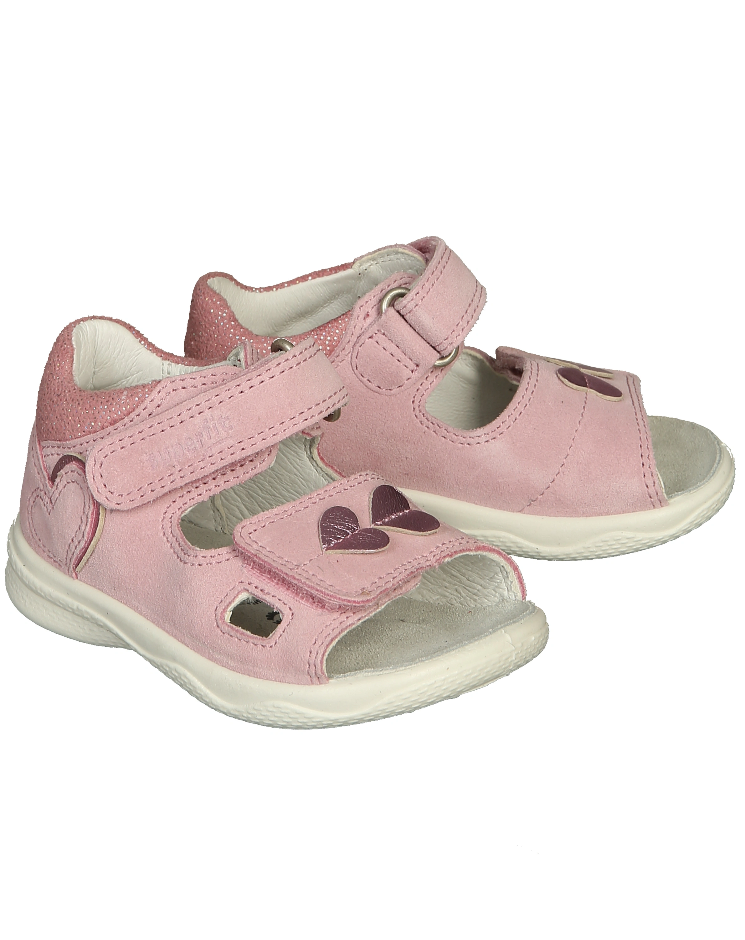 Leder-Sandale POLLY - HERZ mit Klett in rosa