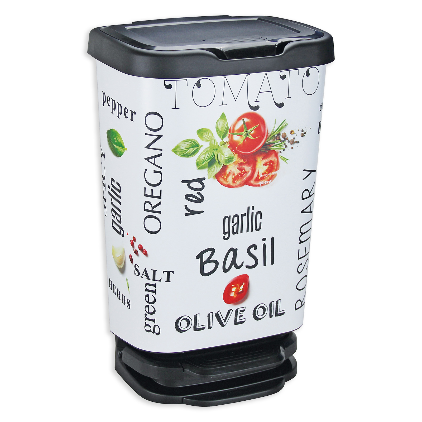 Treteimer - schwarz-weiß - Italian Food - 40 Liter