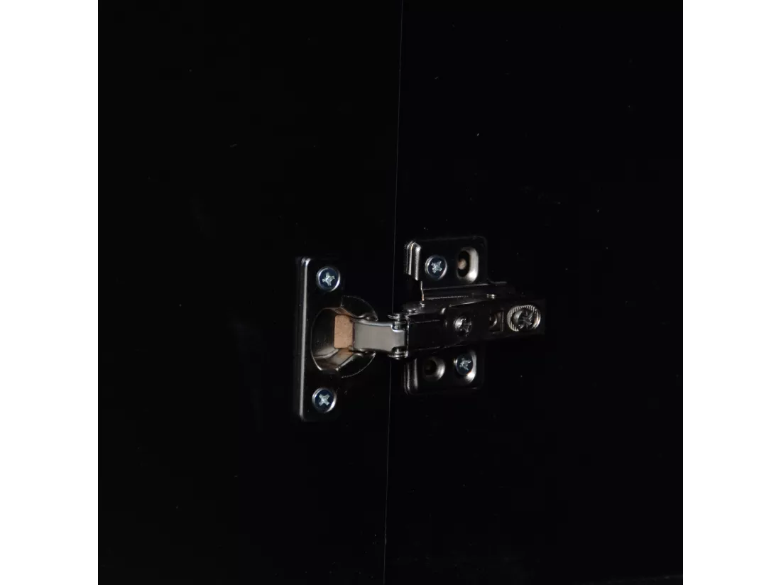 Buffet 120x38x79,5cm - avec 3 portes - avec pieds en métal + portes vitrées - noir