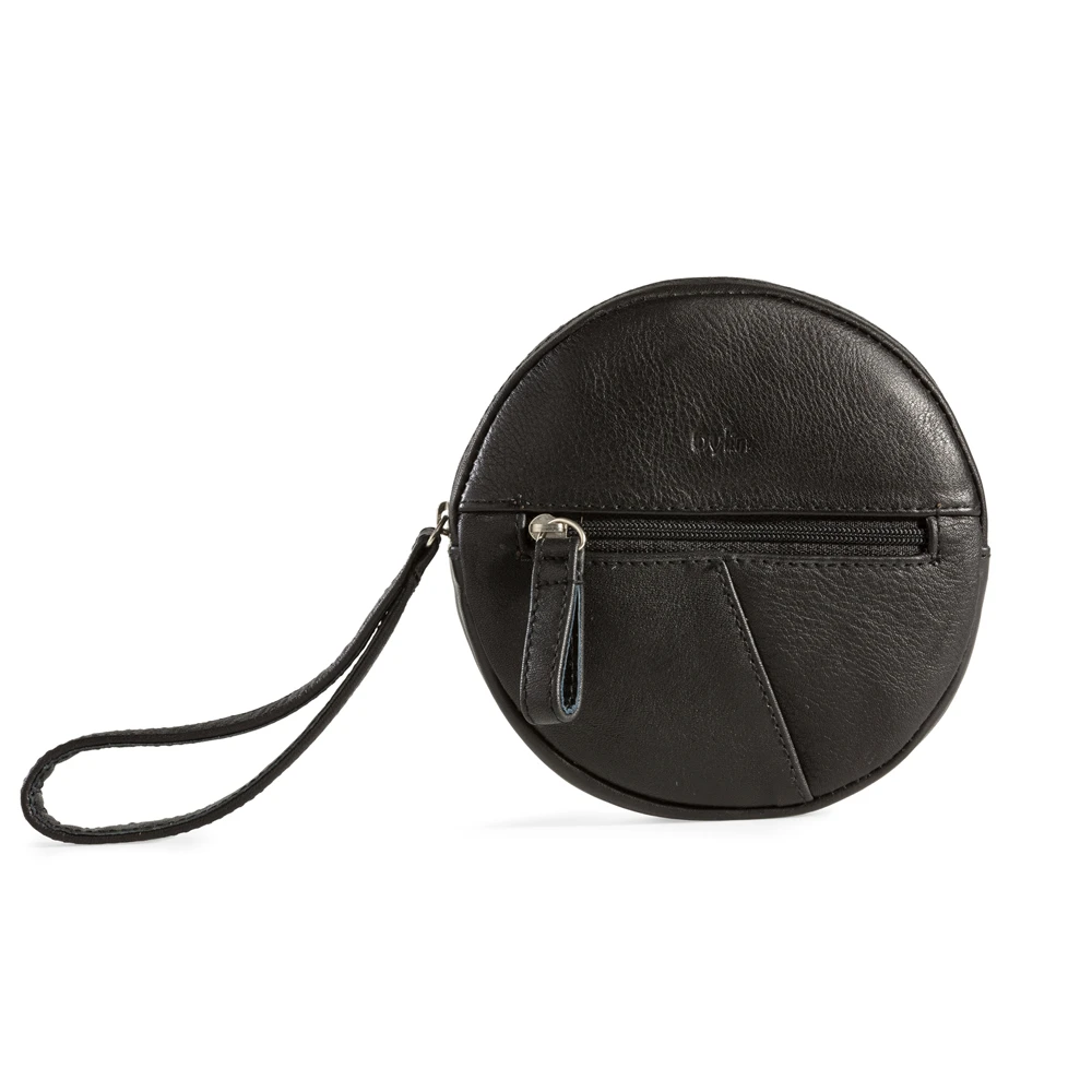 Round Purse Black Classic Leather