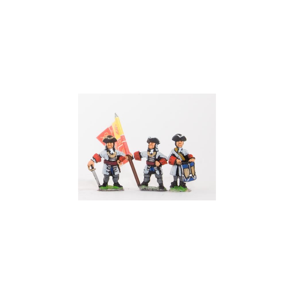 European Armies: Command: Officer with Half Pike, Standard Bearer & Drummer