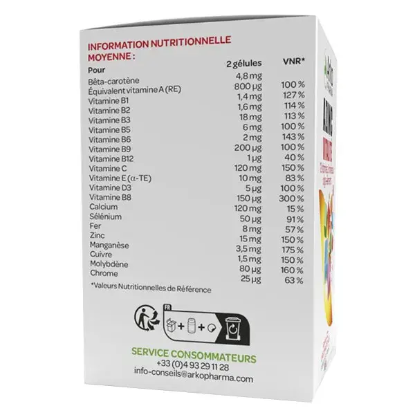 Arkopharma Azinc Vitaminas C e E Zinco para Vitalidade Adulta 60 cápsulas