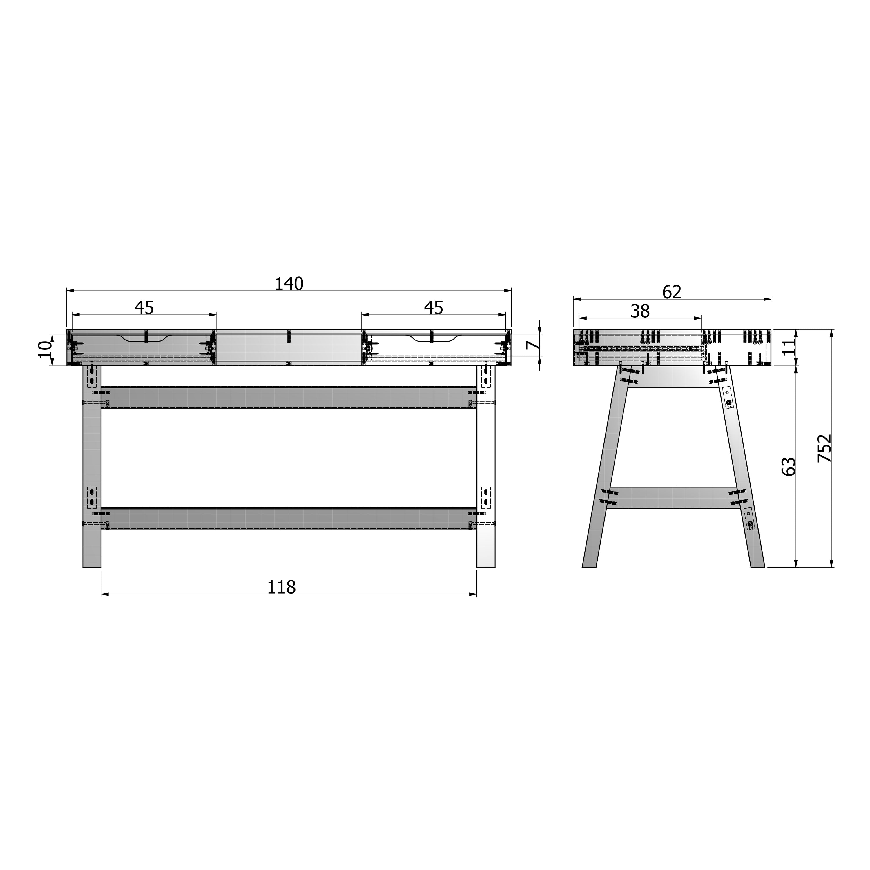 WOOOD Nikki Bureau - Grenenhout - Wit - 75x140x62