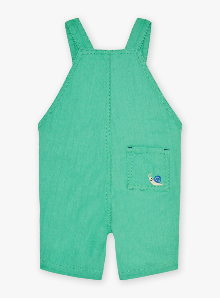 Salopette courte vert pistache en herringbone