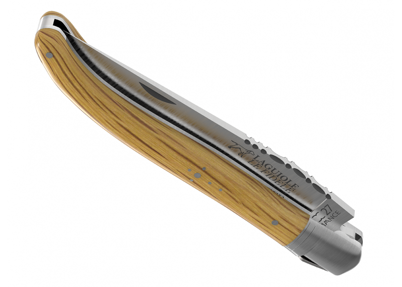 Couteau Laguiole avec un manche en bois de chêne et 1 mitre en acier inoxydable