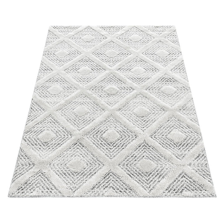 Scandinavisch vloerkleed - Pitea Ethno Creme/Grijs