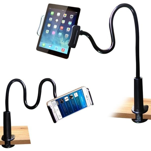 (90cm) Universal Desktop Tisch / Bett Halterung mit flexiblem Schwanenhals für Handy / Smartphone (10-26 cm) - Schwarz
