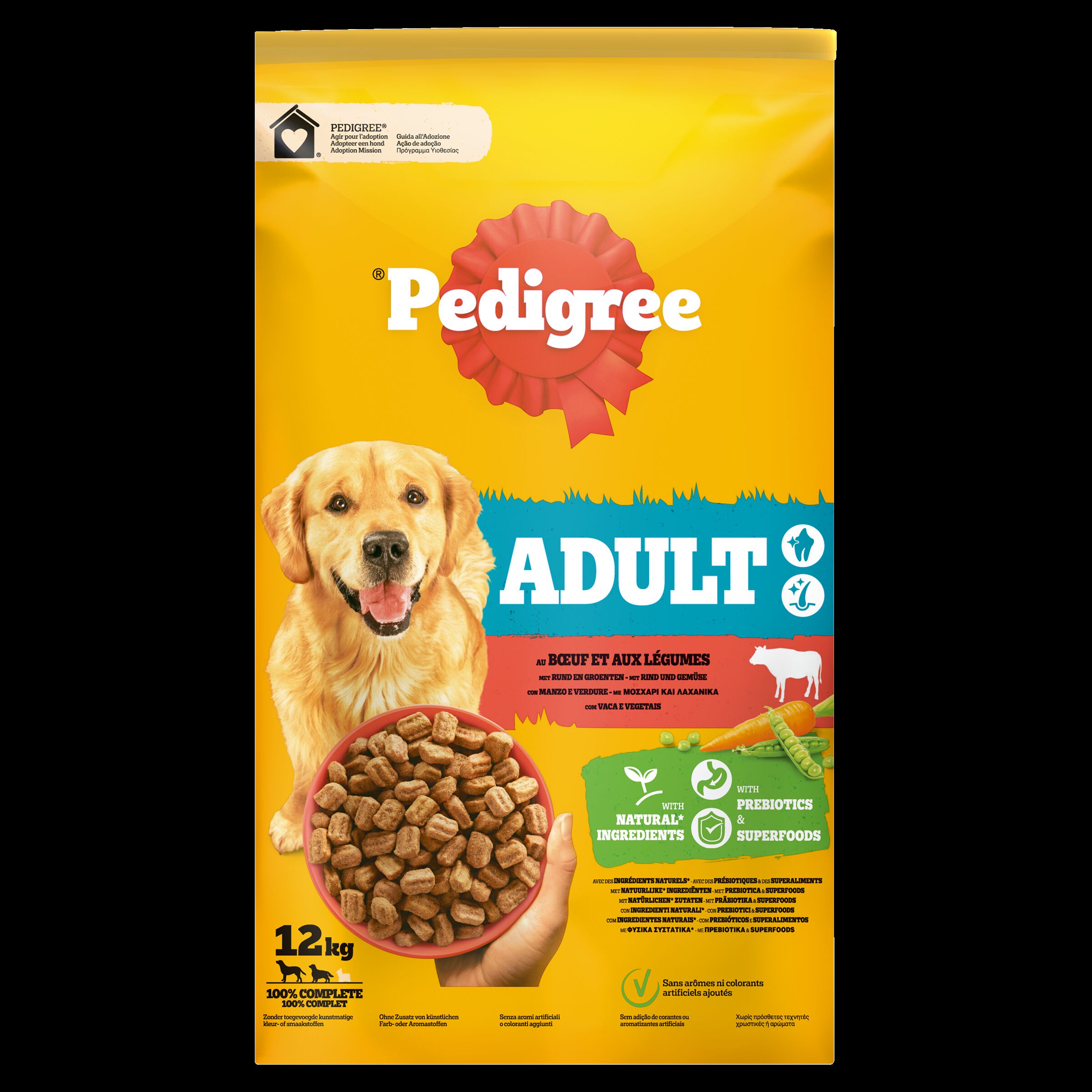 Pedigree Adult Krokante brokken - Hondenvoer - 12 Kilogram - rund