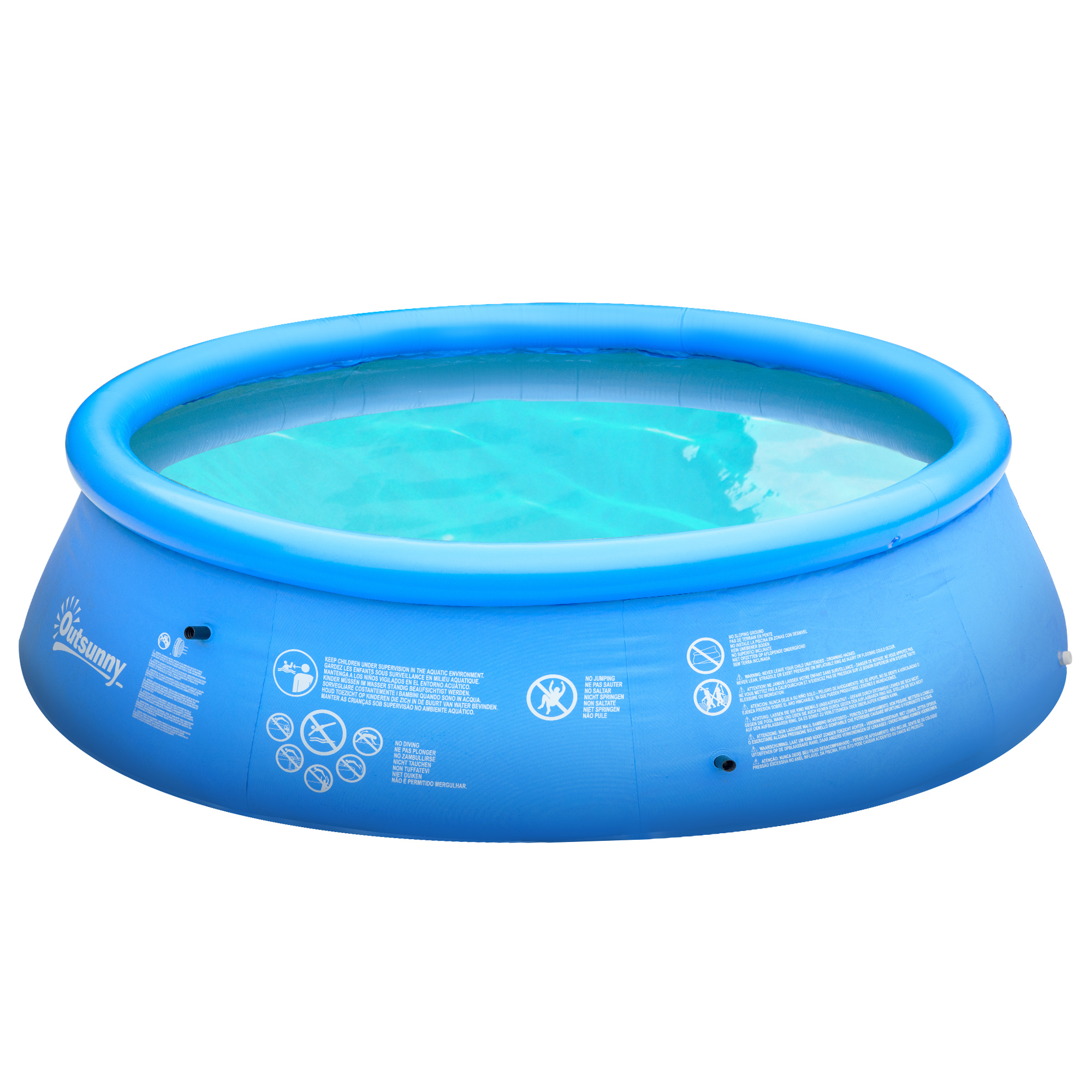 Piscina inflável redonda Outsunny de 4.000 litros, Ø274x76 cm, para 3 a 4 pessoas, piscina inflável familiar para adultos e crianças com bomba manual para jardim, pátio e área externa, azul.