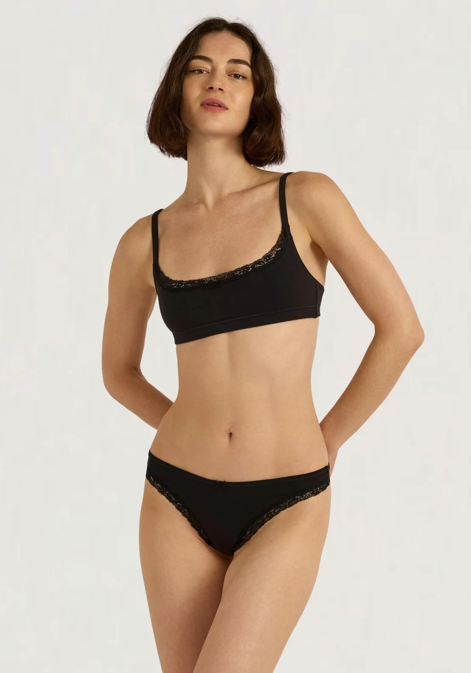 Organic Basics Thong Flex Lace Thong Black