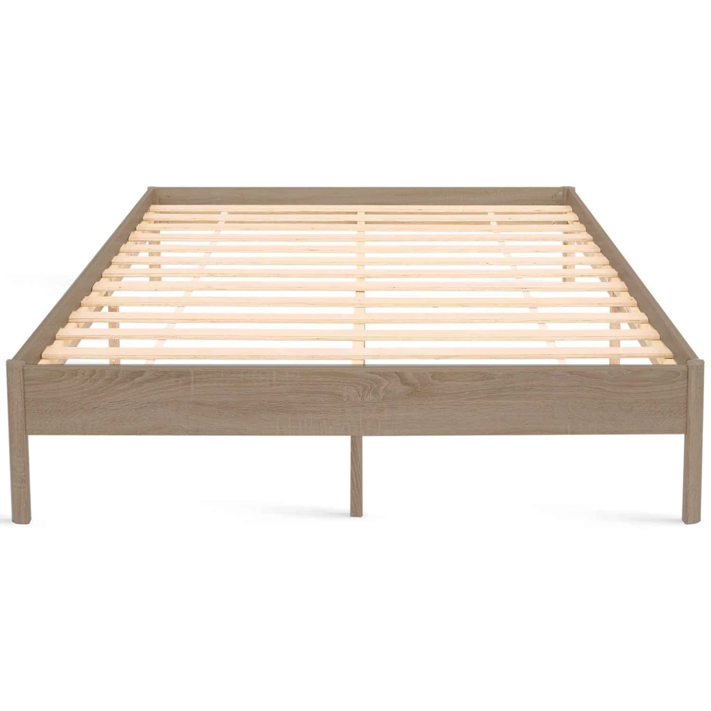 Cadre de lit double YAKUTA avec sommier 140 x 190 cm effet bois naturel