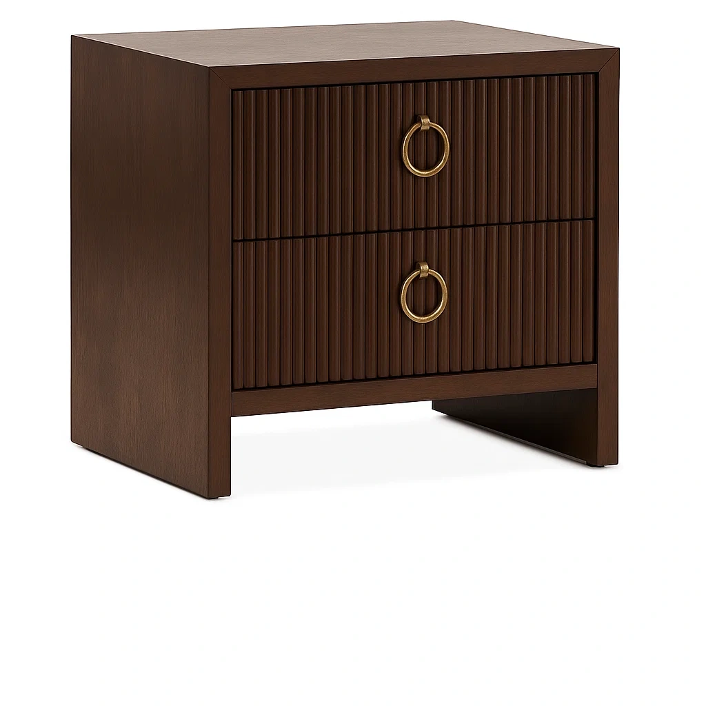 Table de chevet en bois avec deux tiroirs