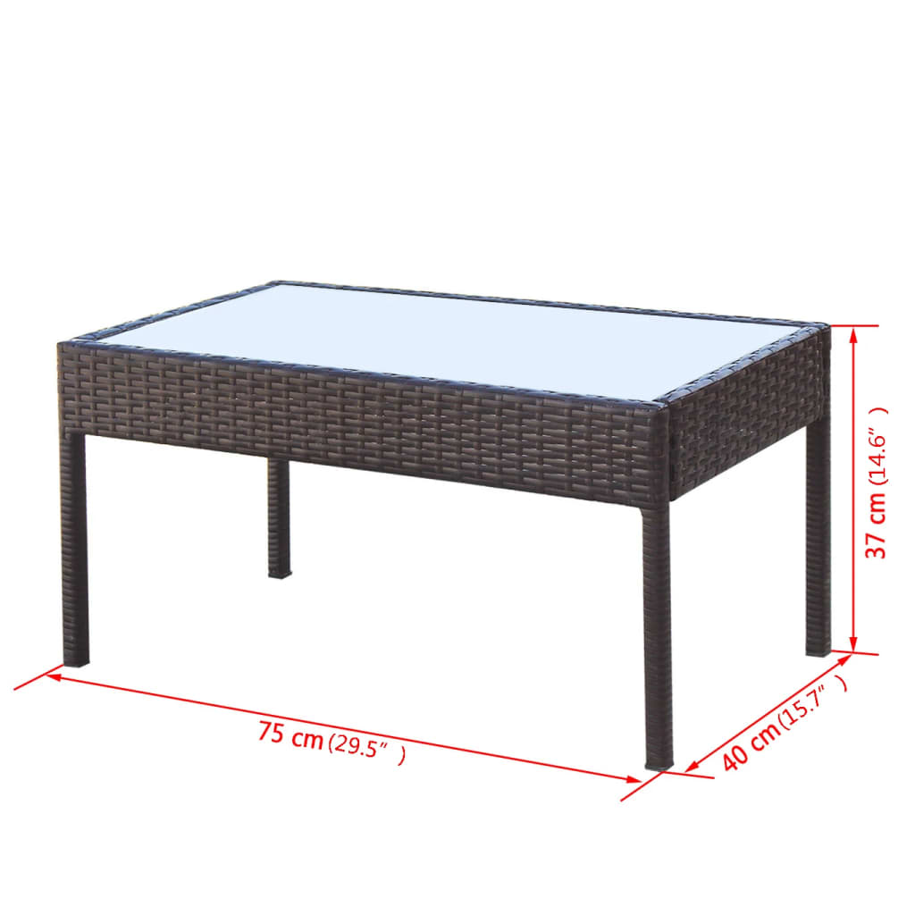 Salon de jardin meuble d'extérieur ensemble de mobilier 4 pièces avec coussins résine tressée marron