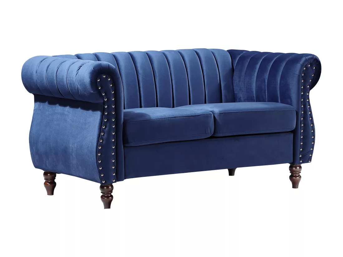 Canapé chesterfield 2 places en velours bleu roi TRUMBO