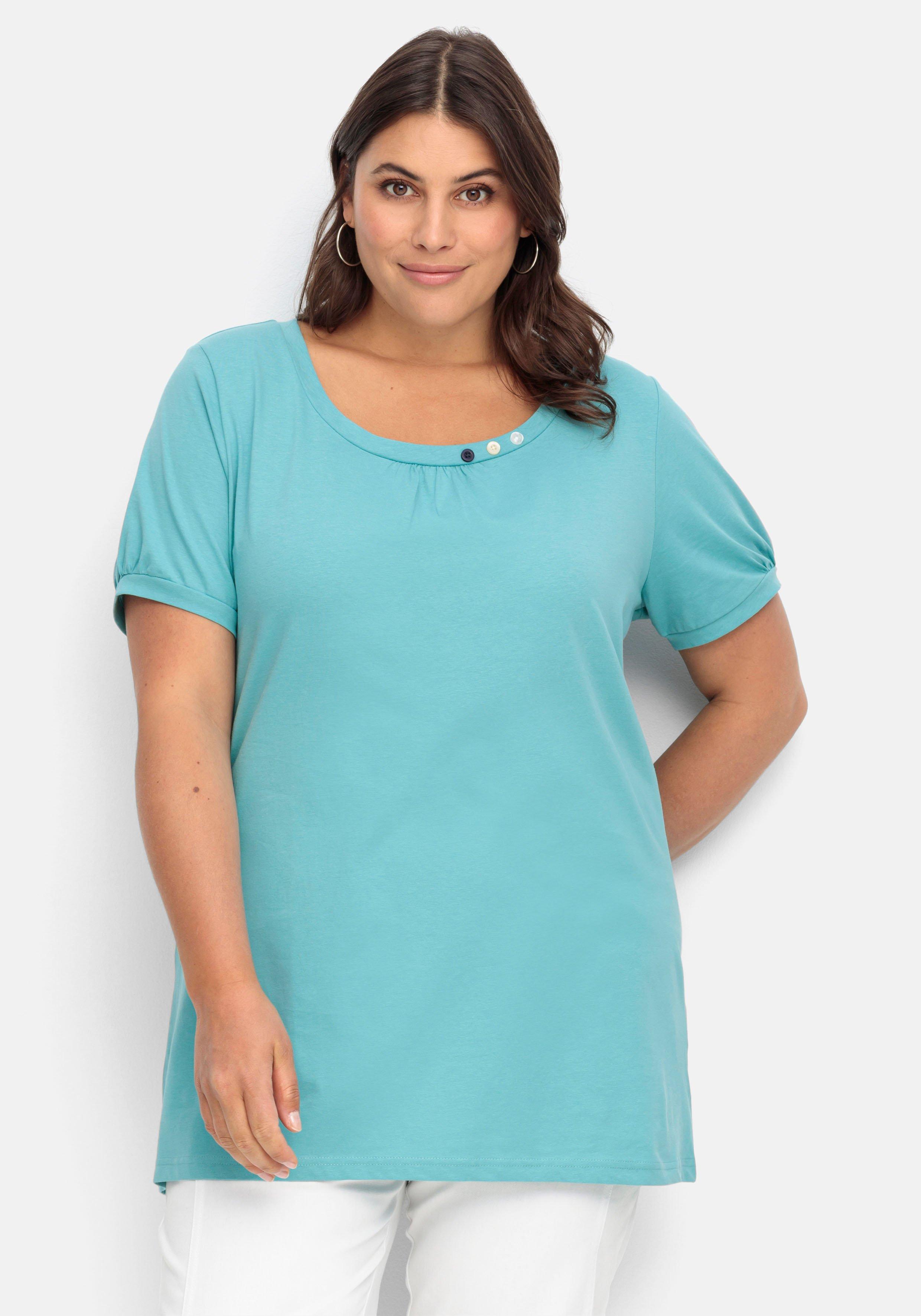 Longshirt mit Zierknöpfen am Ausschnitt
