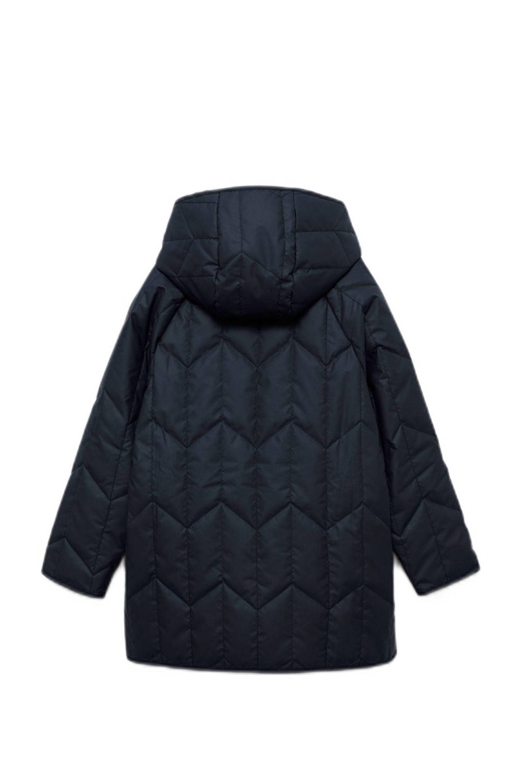 Mango Kids gewatteerde winterjas donkerblauw