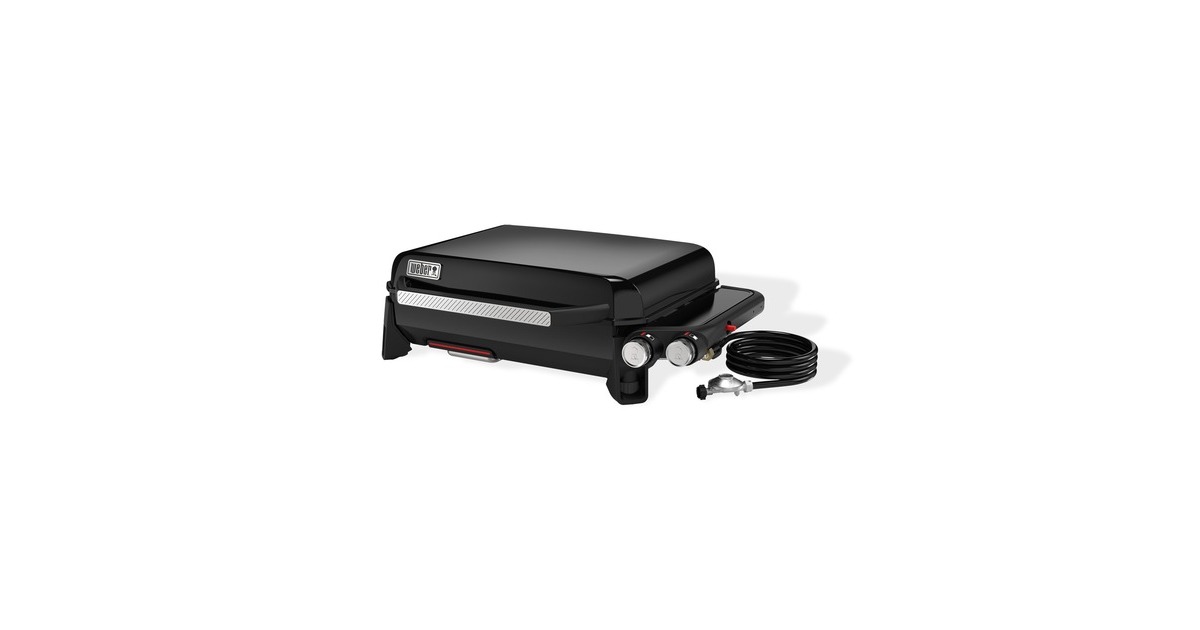 WeberSLATE GP Premium Griddle 56 cm Plancha gasbarbecue   (Zwart, Portable Griddle | 2 warmte-zones | anti-aanbaklaag | verstelbare poten | 260 °C en hoger)