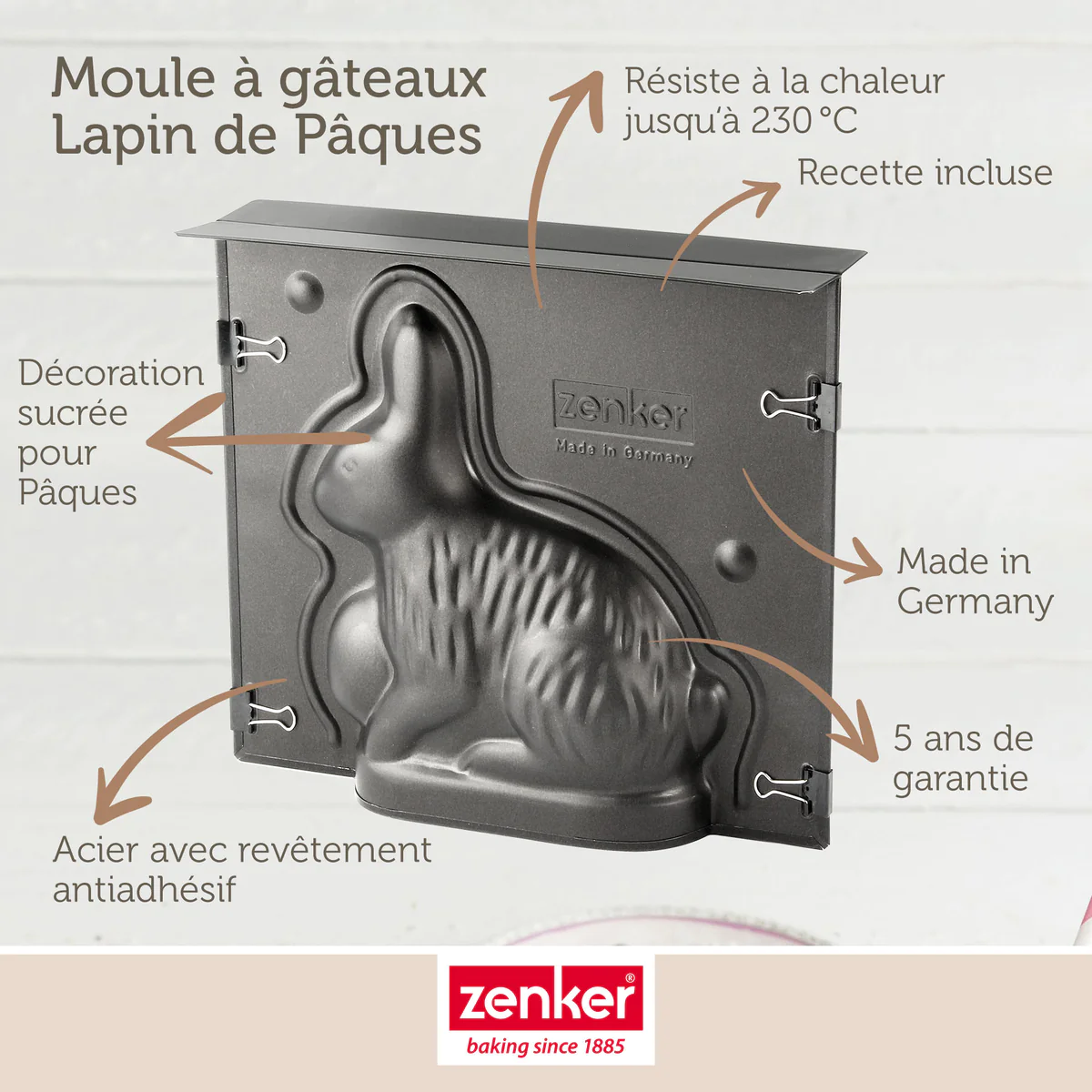 Lot de 2 moules à gâteaux 3D en forme de lapin de Pâques 600 ml Pâques
