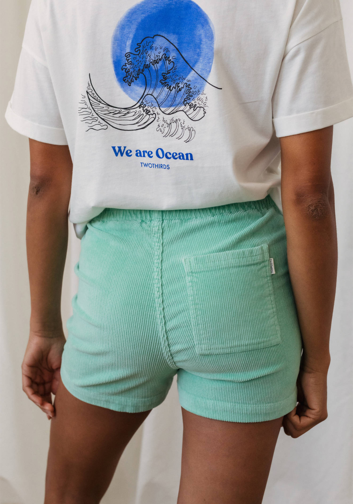 Twothirds Cord-Shorts Cockatoo Mint Leaf